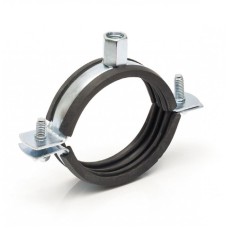 Хомут сантехнический крепежный трубный стальной оцинкованный с резиновой прокладкой Strongman 51х40 мм