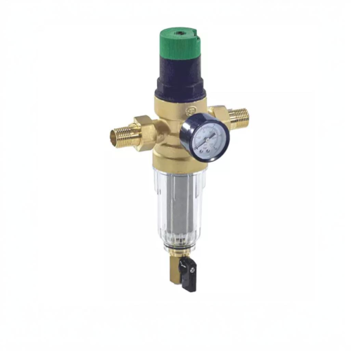 Фильтр сетчатый Т-образный латунный Ду-15 (1/2") Ру-25 НР (НАР) (Т<70°С) с регулятором давления Honeywell FK06 в Новосибирске