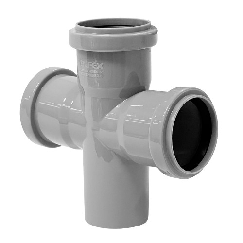 Крестовина PP-H одноплоскостная серый Дн 110-50-50 87гр б/нап в/к VALFEX в Новосибирске