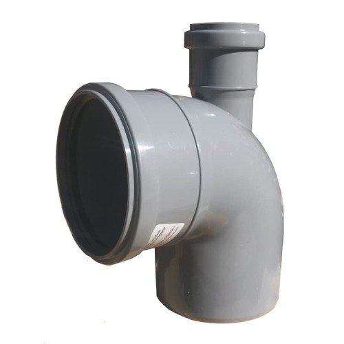 Отвод канализационный PP-H Дн 110-50 87гр с выходом фронтально-вверх серый б/нап в/к RTP (РосТурПласт) в Новосибирске