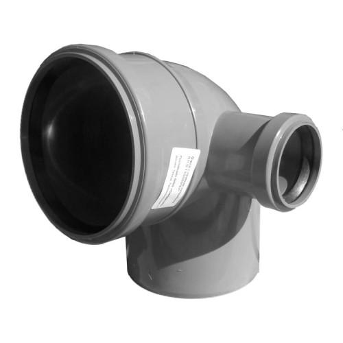 Отвод канализационный PP-H с выходом правый серый Дн 110-50 87гр б/нап в/к VALFEX в Новосибирске