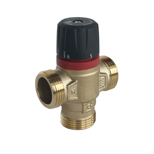 Клапан смесительный латунный термостатический с боковым смешиванием и внутренней резьбой для систем ГВС 1,0 МПа RVM Rommer 20 мм 3/4" в Новосибирске