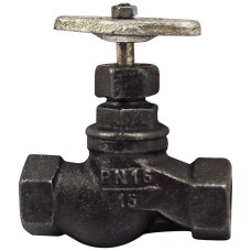Клапан запорный чугунный с внутренней резьбой 1,6 МПа 15кч18п Китай 20х100 мм