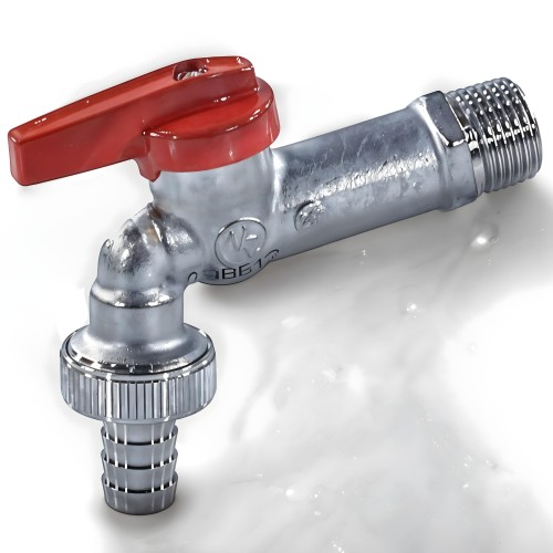 Кран водоразборный латунный стандартнопроходной с ручкой-бабочкой НР-штуцер Ру 10,5 R619 Giacomini 15 мм 1/2" в Новосибирске