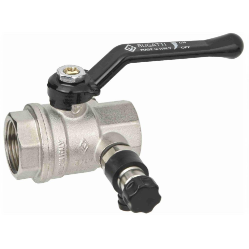 Кран шаровый латунный со спускником полнопроходной с ручкой-рычагом ВР (ВН) Ру 64 Bugatti 330 Bugatti 15 мм 1/2" в Новосибирске