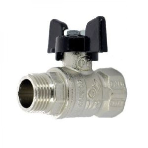 Кран запорный латунный полнопроходной с ручкой-бабочкой ВР-НР Ру 50 Bugatti 917 Bugatti 15 мм 1/2" в Новосибирске