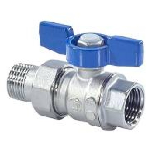 Кран запорный латунный полнопроходной с ручкой-бабочкой ВР-американка Ру 35 R859 Giacomini 15х74 мм 1/2" в Новосибирске