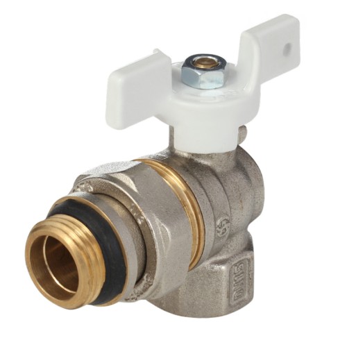 Кран запорный латунный угловой стандартнопроходной с ручкой-бабочкой ВР-накидная гайка Ру 30 Aquasfera Standard 1123 Aquasfera 20 мм 3/4" в Новосибирске