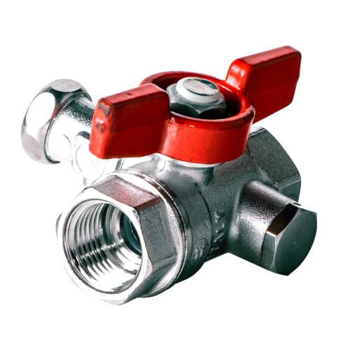 Кран шаровый латунный со спускником стандартнопроходной с ручкой-бабочкой ВР (ВН) Ру 42 R251S Giacomini 15х59 мм 1/2" в Новосибирске