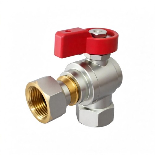 Кран шаровый латунный угловой полнопроходной с ручкой-флажком НР-накидная гайка Ру 16 R780 Giacomini 15х65 мм 1/2" в Новосибирске