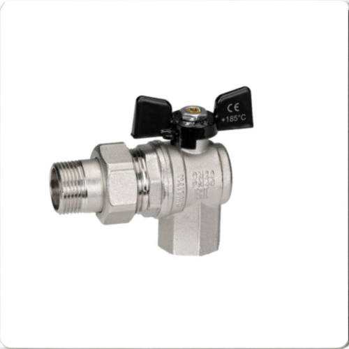 Кран шаровый латунный угловой полнопроходной с ручкой-бабочкой ВР-американка Ру 40 Bugatti 594 Bugatti 15 мм 1/2" в Новосибирске