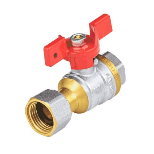 Кран запорный латунный полнопроходной с ручкой-бабочкой ВР-американка Ру 40 Dist Стандарт Dist 15 мм 1/2" в Новосибирске