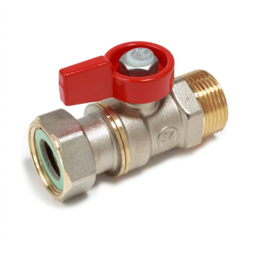 Кран запорный латунный стандартнопроходной с ручкой-флажком НР-накидная гайка Ру 16 R254 Giacomini 15х70 мм 1/2" в Новосибирске