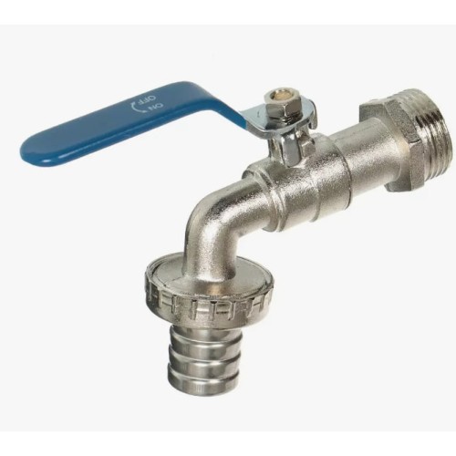 Кран водоразборный латунный стандартнопроходной с ручкой-рычагом НР-штуцер Ру 40 RTP (РосТурПласт) 16 мм 3/4" в Новосибирске