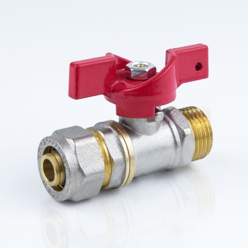 Кран запорный латунный полнопроходной с ручкой-бабочкой ВР-американка Ру 40 BVR-FR Ридан 20 мм 3/4" в Новосибирске