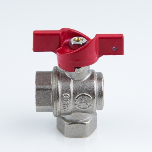 Кран запорный латунный угловой полнопроходной с ручкой-бабочкой ВР-американка Ру 40 BV.522 MVI 15 мм 1/2" в Новосибирске