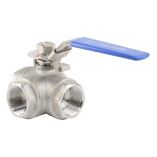 Кран запорный трехходовой нержавеющий ВР (ВН) стандартнопроходной ручка-рычаг Ру 40 AISI 304 NK 8х73 мм 1/4" в Новосибирске