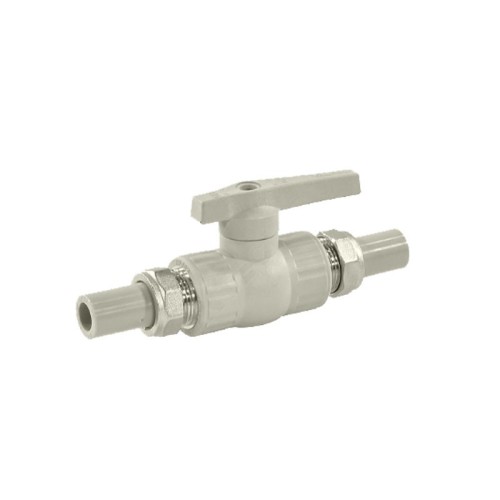 Кран полипропиленовый PP-R запорный прямой полнопроходной с внутренней пайкой серый ручка-рычаг Ру 25 VALFEX 25 мм 1" ГОСТ 32415-2013 в Новосибирске