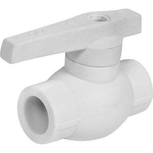 Кран полипропиленовый PP-R запорный прямой стандартнопроходной с внутренней пайкой белый ручка-рычаг Ру 25 VALFEX 63 мм ГОСТ 32415-2013 в Новосибирске