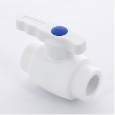 Кран полипропиленовый PP-R запорный прямой стандартнопроходной с внутренней пайкой белый ручка-рычаг Ру 25 VALFEX 20 мм ГОСТ 32415-2013