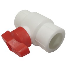 Кран полипропиленовый PP-R запорный прямой стандартнопроходной с внутренней пайкой белый ручка-бабочка Ру 25 VALFEX 20 мм ГОСТ 32415-2013