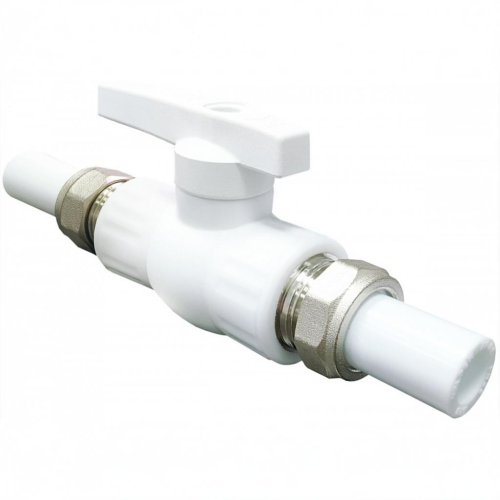 Кран полипропиленовый PP-R запорный прямой полнопроходной с внутренней пайкой белый ручка-рычаг Ру 25 VALFEX 25 мм ГОСТ 32415-2013 в Новосибирске