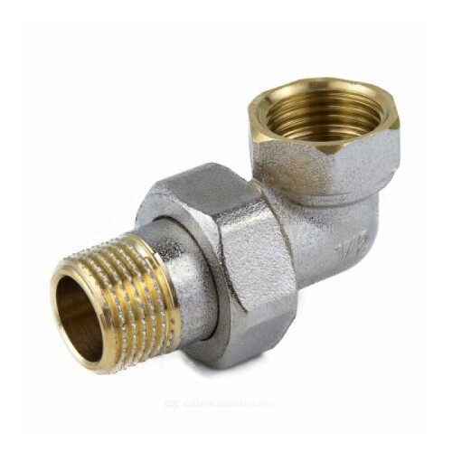 американку латунная угловая с плоским уплотнением ВР-НР Aquasfera 15 мм 1/2"