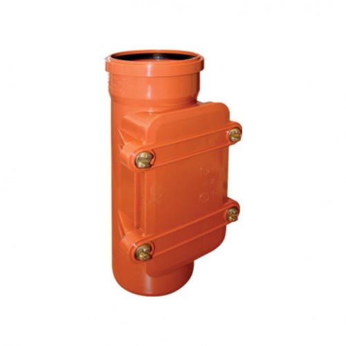 Ревизия НПВХ (ПВХ) с раструбом Дн 110 коричневая безнапорная в комплекте с крышкой Ostendorf KGRE в Новосибирске