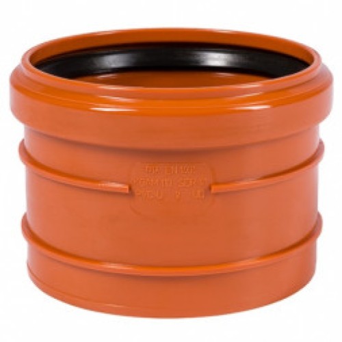 Муфта НПВХ (ПВХ) насадная Дн 110 безнапорная коричневая в/к п/клей Ostendorf KGAM в Новосибирске