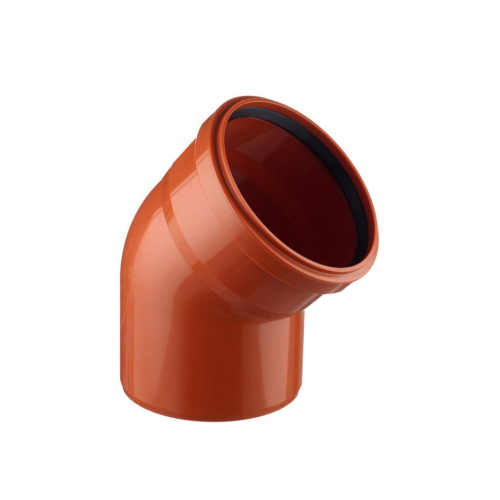 Отвод НПВХ (ПВХ) с раструбом Дн 110 45гр коричневый безнапорный в/к Хемкор в Новосибирске