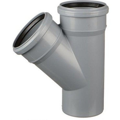 Тройник НПВХ (ПВХ) с раструбом Дн 50-50 45гр серый безнапорный в/к ТУ 6-49-33-92 Агригазполимер в Новосибирске