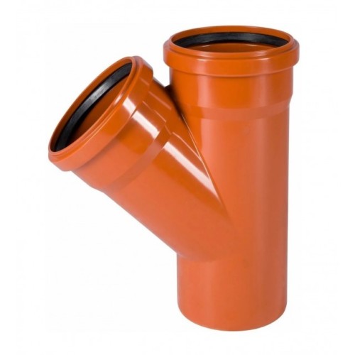 Тройник НПВХ (ПВХ) с раструбом Дн 160-110 45гр коричневая безнапорный в/к Хемкор в Новосибирске