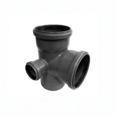 Крестовина НПВХ (ПВХ) двухплоскостная серая Дн 110-110-50 87гр б/нап левая в/к ТУ 6-49-33-92