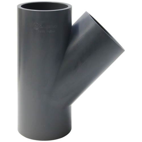 Тройник ПВХ клеевой Дн 110 45гр Ру-16 серый напорный Aquaviva в Новосибирске