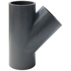 Тройник ПВХ клеевой Дн 160 45гр Ру-16 серый напорный Aquaviva