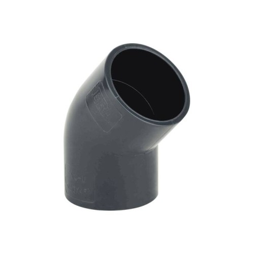 Отвод ПВХ клеевой Дн 63 45гр Ру-16 серый напорный Aquaviva в Новосибирске