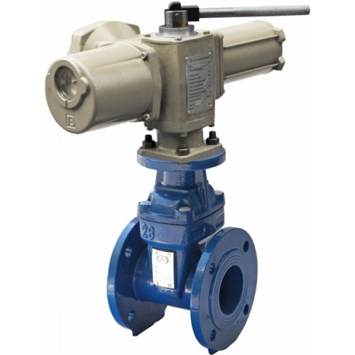 Задвижка чугунная с электроприводом ГЗ 380В и выдвижным шпинделем 30ч906бр 150х280 мм в Новосибирске