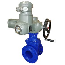 Задвижка чугунная фланцевая с электроприводом AUMA SA14.2 380В и обрезиненным клином KR12 125 мм